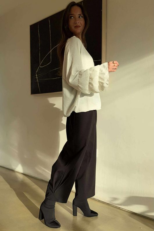 Stella Micro Stud Ruffle Blouse White